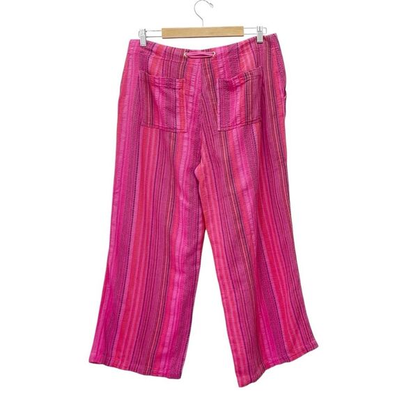 NWT Sundance Hana Stripe Pink Wide Leg Pants Size PM Medium Petite Boho Beachy - Picture 3 of 15